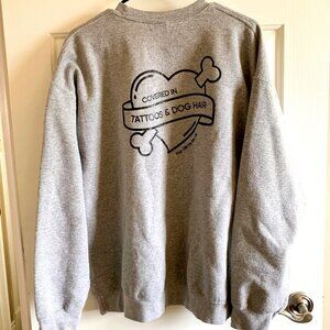 Covered in Tattoos & Dog Hair - Unique Graphic Sweatshirt Grey (L)